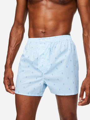 Men's Classic Fit Boxers Nelson 94 Cotton Batiste Blue
