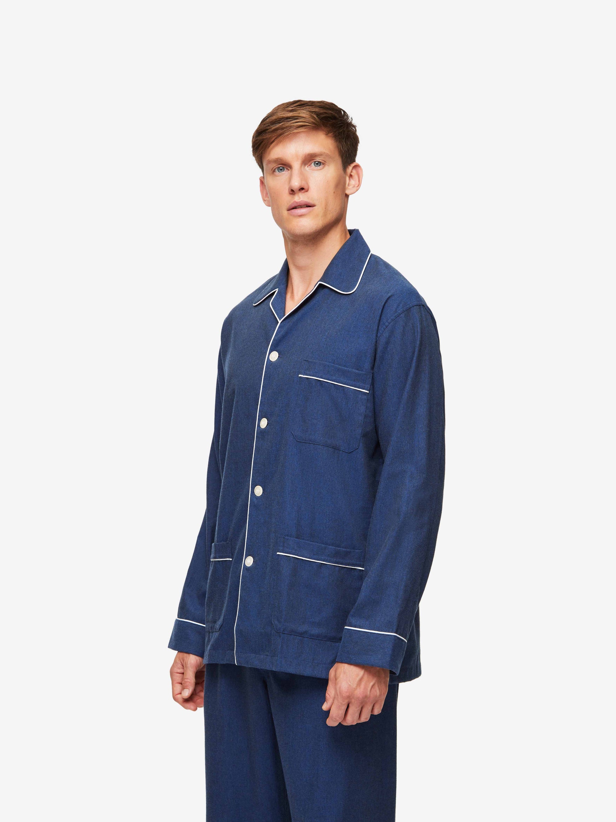 Balmoral 3 Brushed Cotton Navy Men's Classic Fit Pyjamas | Derek Rose