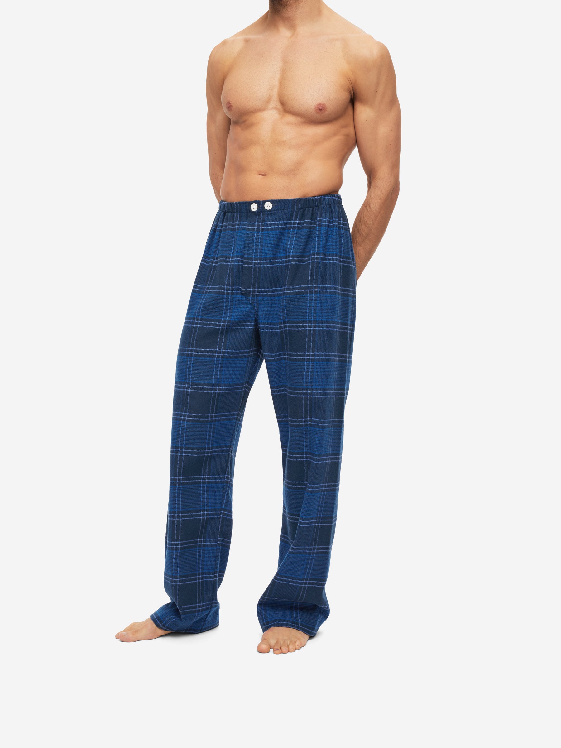 Men's Classic Fit Pyjamas Kelburn 27 Brushed Cotton Navy