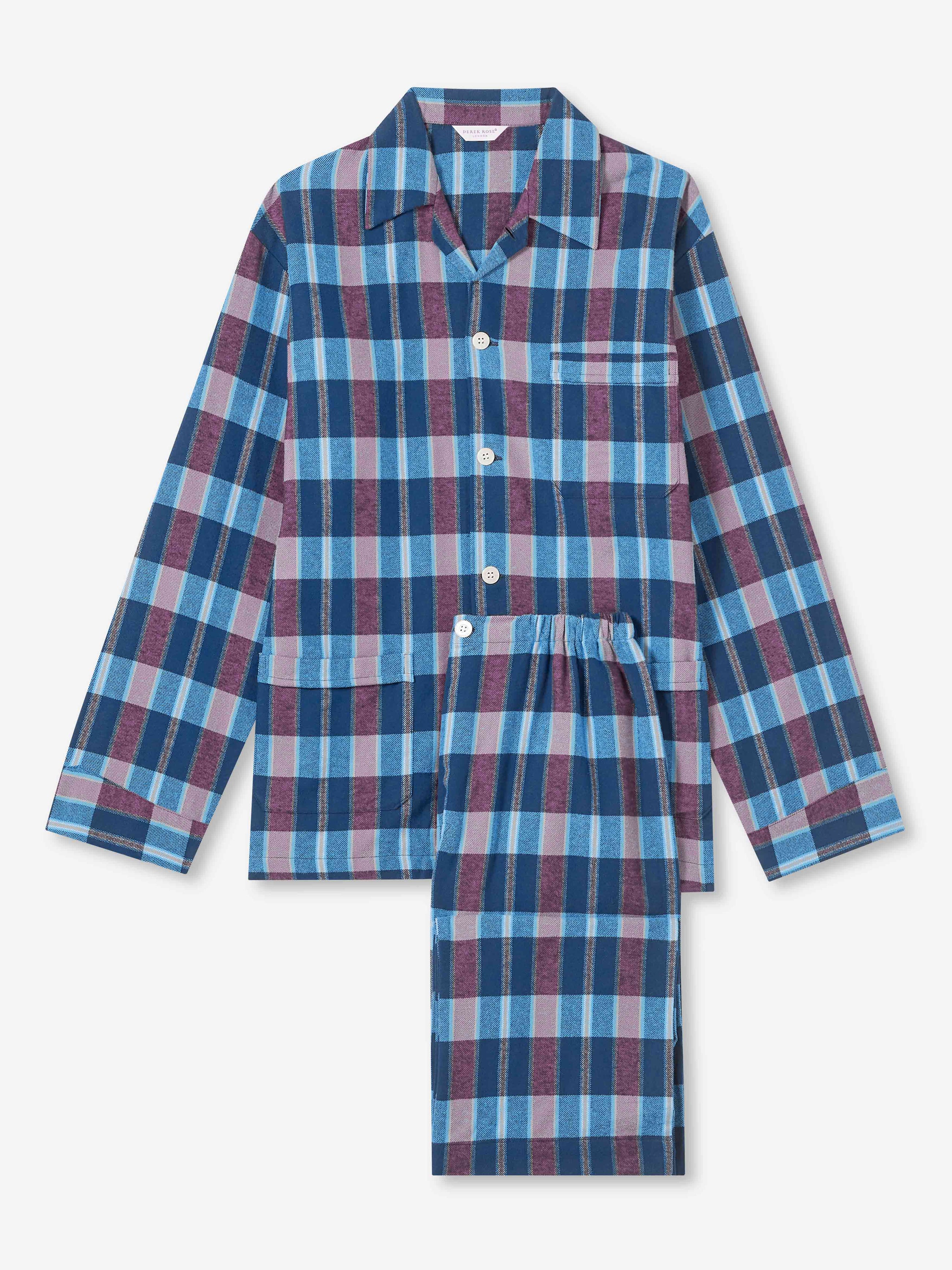Men's Classic Fit Pyjamas Kelburn 29 Brushed Cotton Multi