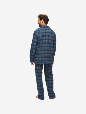 Men's Classic Fit Pyjamas Kelburn 30 Brushed Cotton Navy