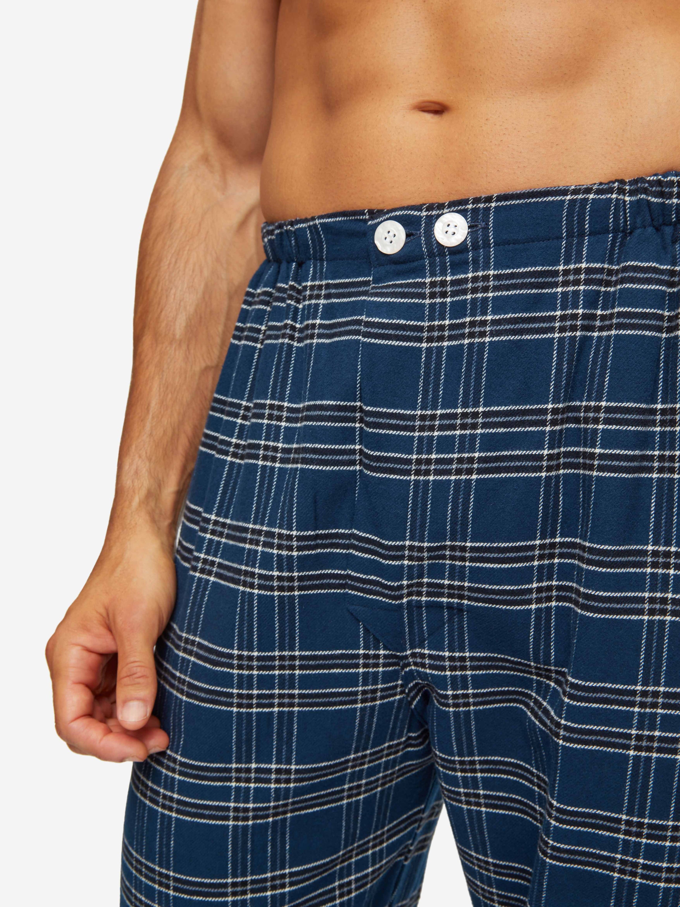 Men's Classic Fit Pyjamas Kelburn 30 Brushed Cotton Navy