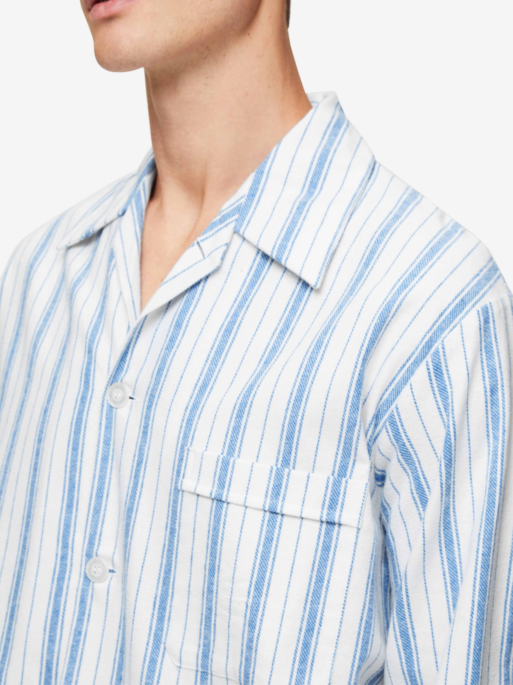 Men's Classic Fit Pyjamas Kelburn 31 Brushed Cotton Blue