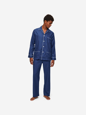 Men's Classic Fit Pyjamas Lombard 6 Cotton Jacquard Navy