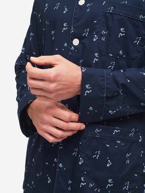 Men's Classic Fit Pyjamas Nelson 91 Cotton Batiste Navy