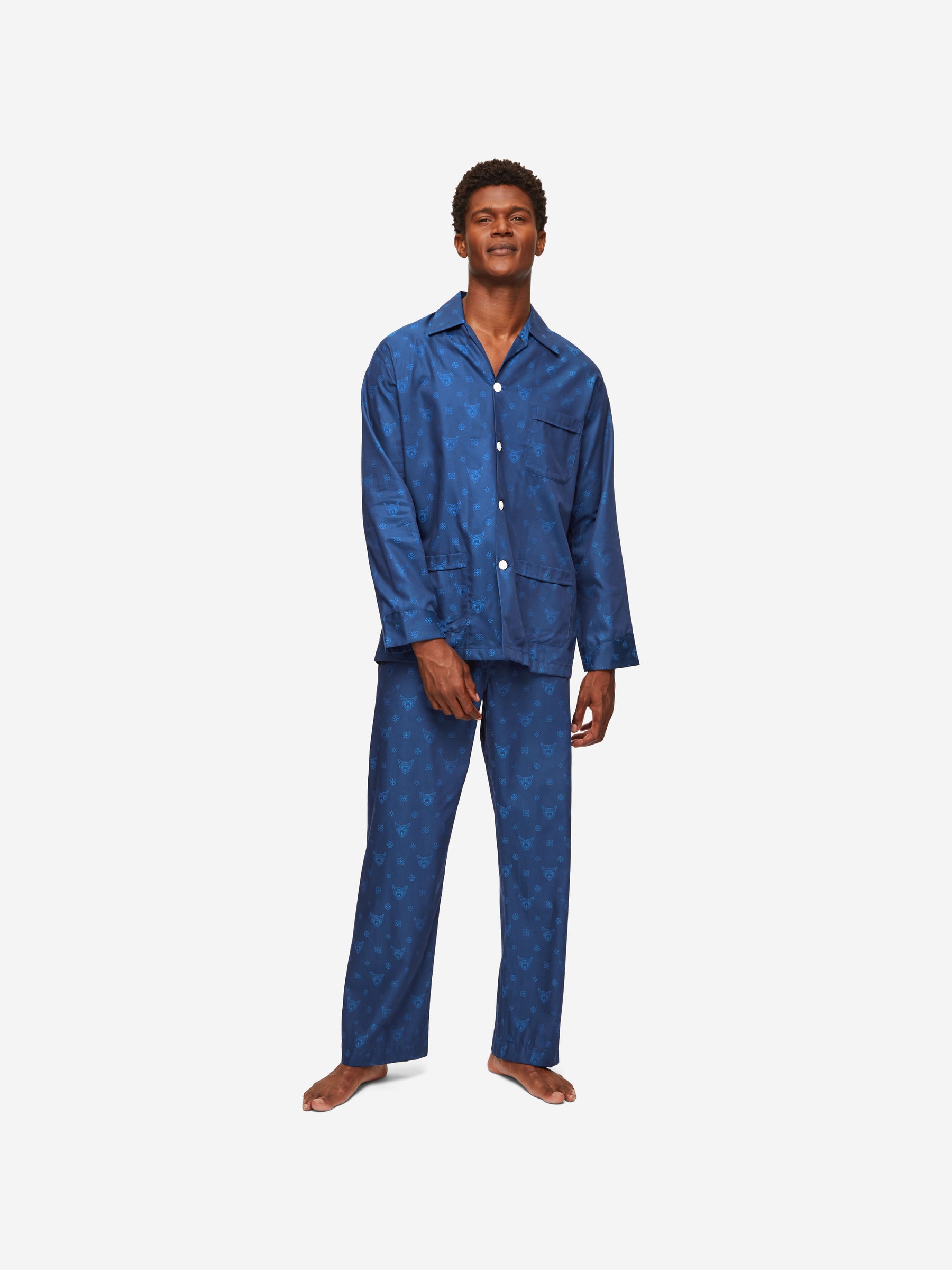Men's Classic Fit Pyjamas Paris 24 Cotton Jacquard Navy