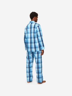 Men's Classic Fit Pyjamas Ranga 45 Brushed Cotton Blue
