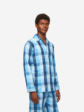 Men's Classic Fit Pyjamas Ranga 45 Brushed Cotton Blue