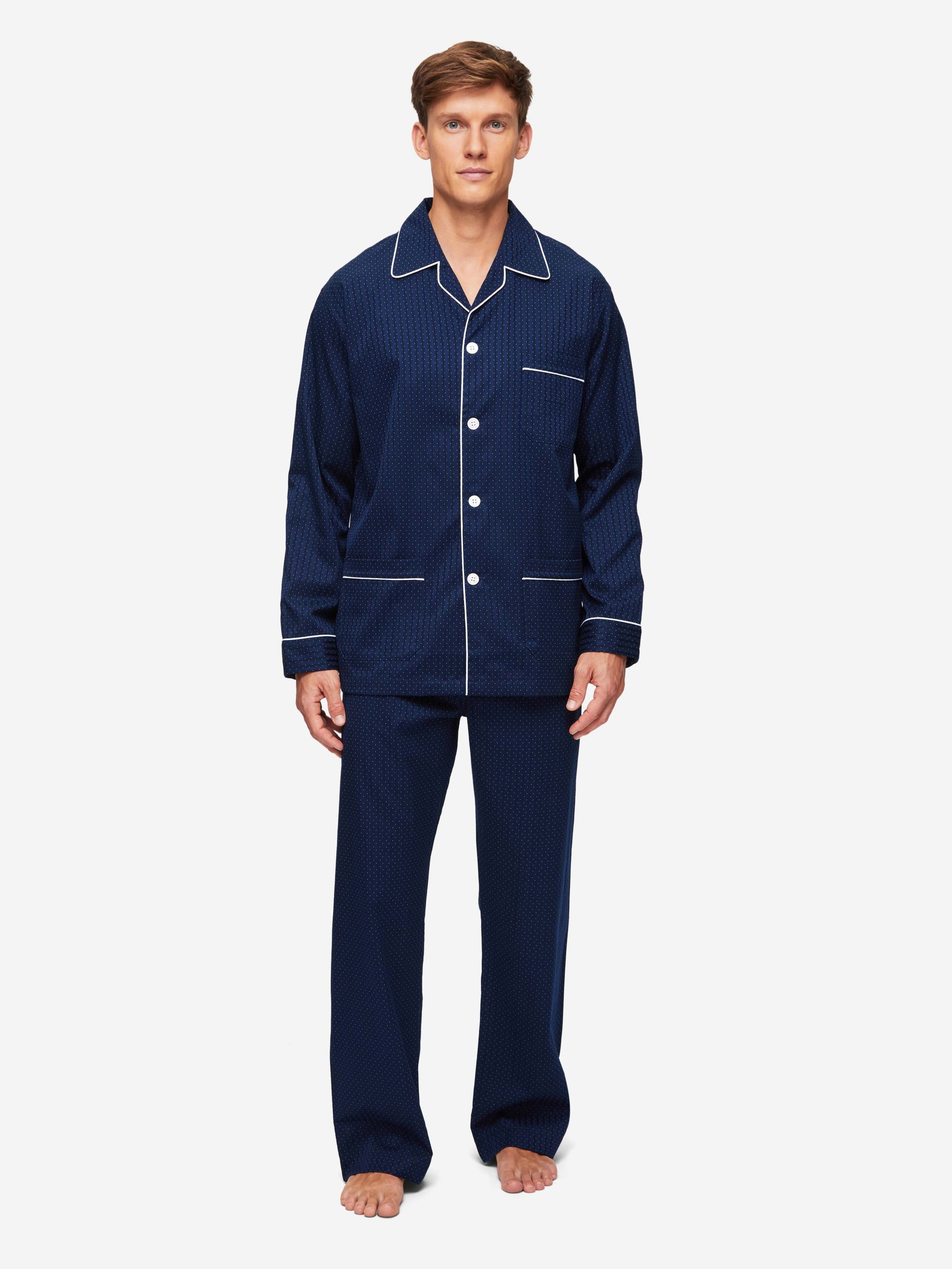 Mens Pyjamas Pure Cotton Royal Dobby Spot | Derek Rose | Derek Rose