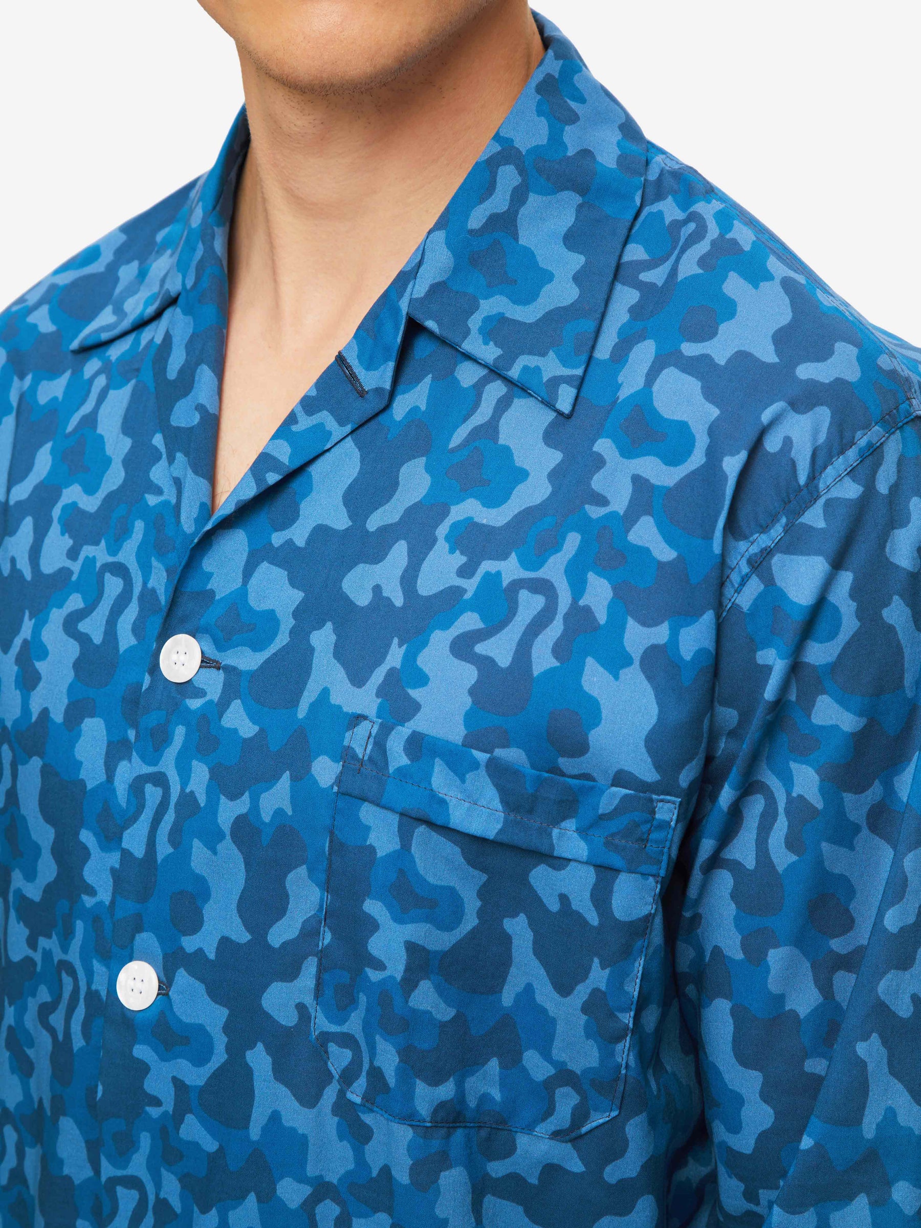 Men's Classic Fit Pyjamas Ledbury 55 Cotton Batiste Blue