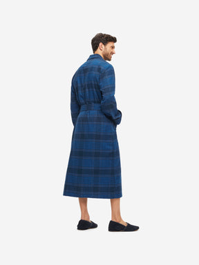 Men's Dressing Gown Kelburn 27 Brushed Cotton Navy