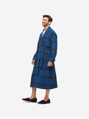 Men's Dressing Gown Kelburn 27 Brushed Cotton Navy