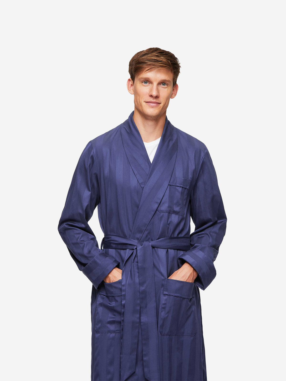 Men's Dressing Gown Lingfield Cotton Navy
