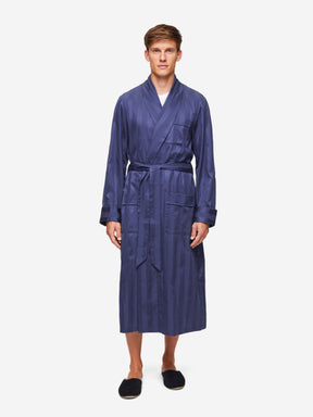 Men's Dressing Gown Lingfield Cotton Navy