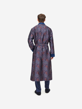 Men's Dressing Gown Verona 59 Silk Jacquard Navy