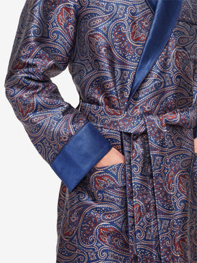 Men's Dressing Gown Verona 59 Silk Jacquard Navy