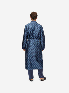 Men's Dressing Gown Verona 62 Silk Jacquard Navy