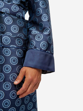 Men's Dressing Gown Verona 62 Silk Jacquard Navy
