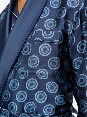 Men's Dressing Gown Verona 62 Silk Jacquard Navy