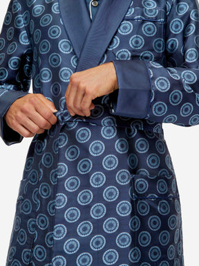Men's Dressing Gown Verona 62 Silk Jacquard Navy