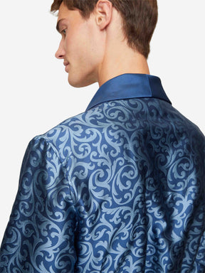 Men's Dressing Gown Verona 63 Silk Jacquard Navy