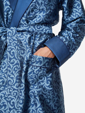 Men's Dressing Gown Verona 63 Silk Jacquard Navy