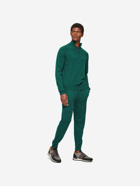 Men's Half-Zip Sweater Finley Cashmere Dark Green Heather