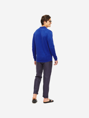 Men's Long Sleeve Polo Shirt Jacob Sea Island Cotton Blue