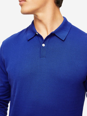 Men's Long Sleeve Polo Shirt Jacob Sea Island Cotton Blue