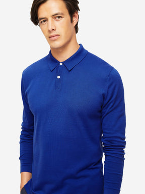 Men's Long Sleeve Polo Shirt Jacob Sea Island Cotton Blue