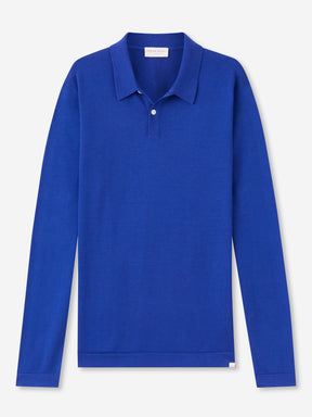 Men's Long Sleeve Polo Shirt Jacob Sea Island Cotton Blue