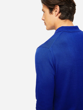 Men's Long Sleeve Polo Shirt Jacob Sea Island Cotton Blue