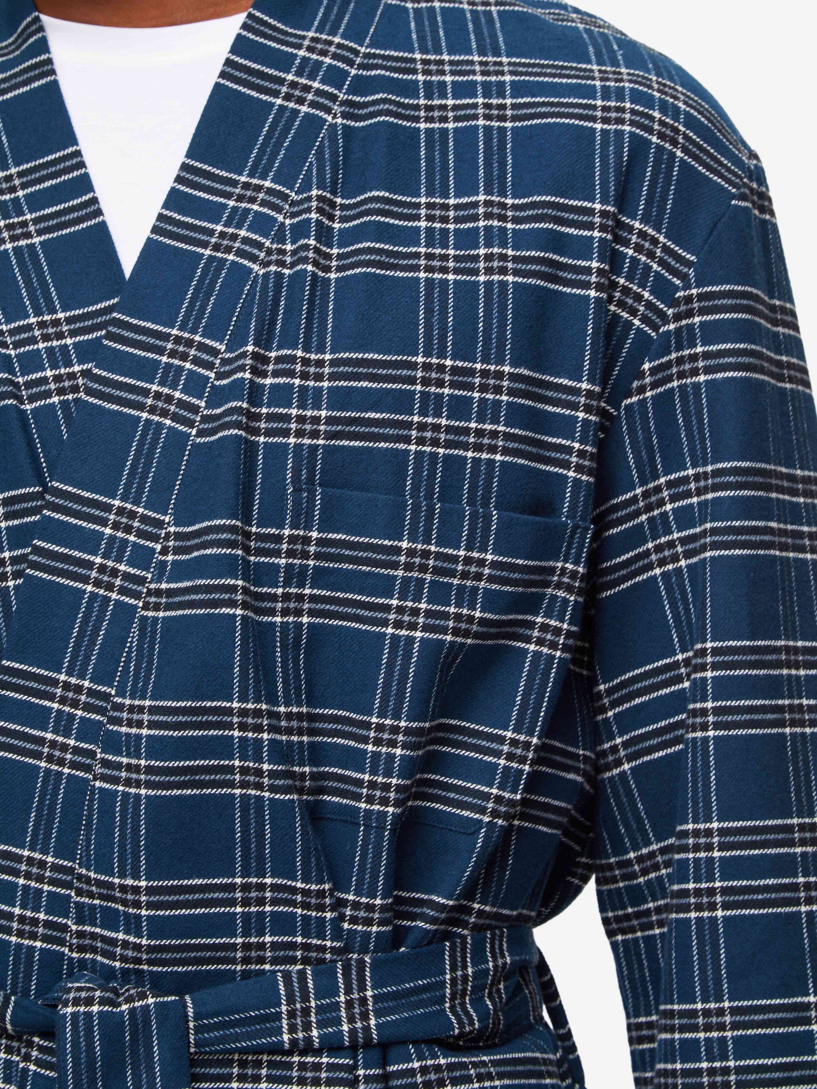 Men's Lounge Gown Kelburn 30 Brushed Cotton Navy