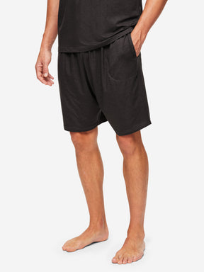 Men's Lounge Shorts London 9 Bird Print Micro Modal Black