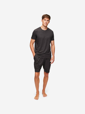 Men's Lounge Shorts London 9 Bird Print Micro Modal Black