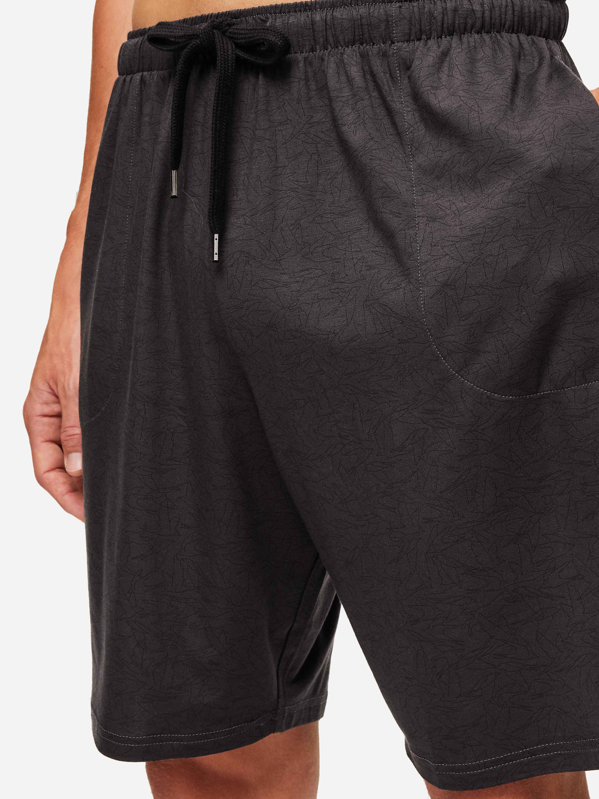 Men's Lounge Shorts London 9 Bird Print Micro Modal Black