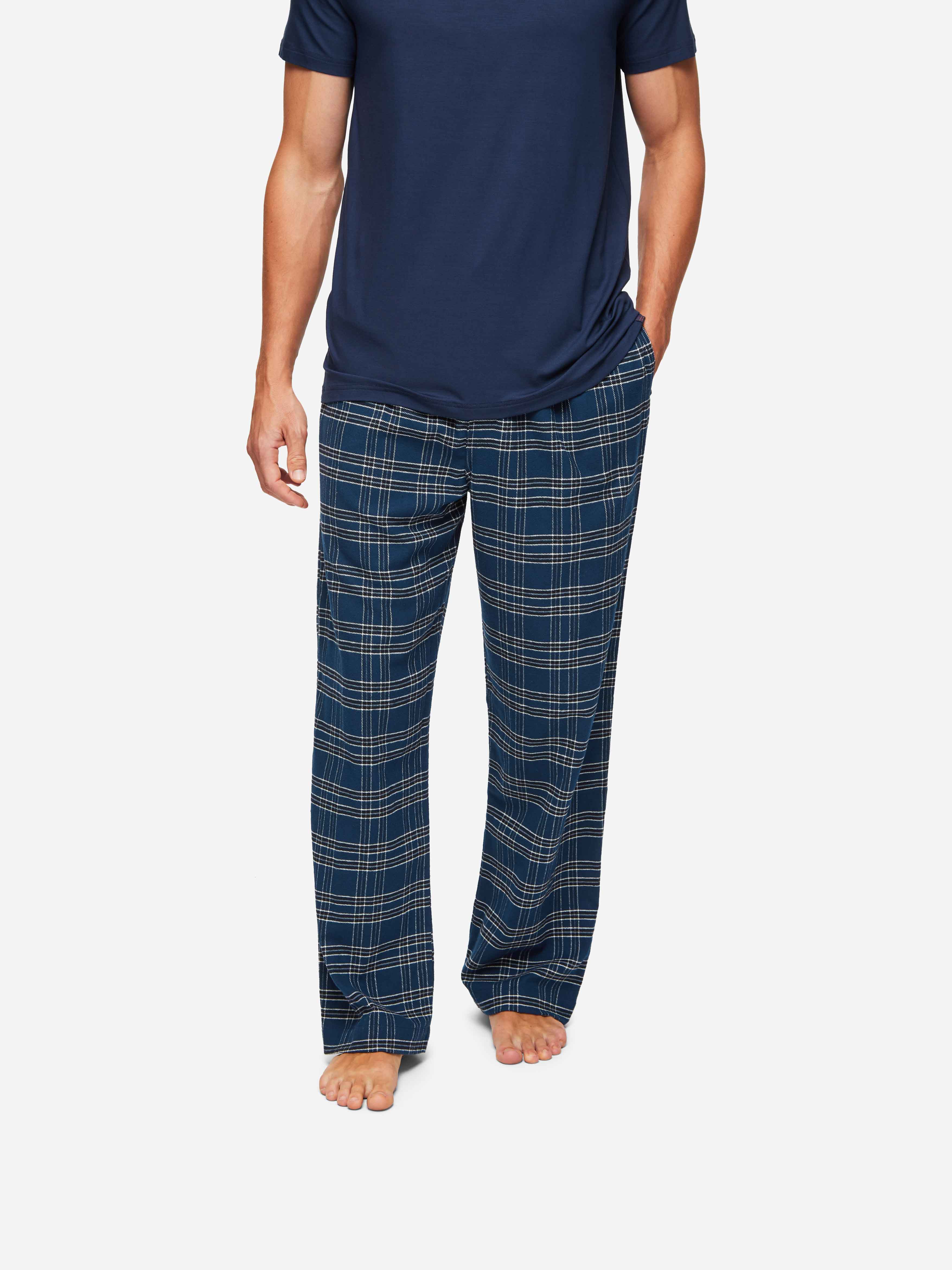 Men's Lounge Trousers Kelburn 30 Brushed Cotton Navy 