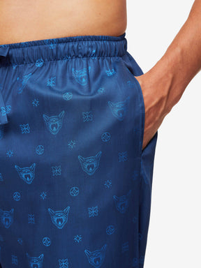 Men's Lounge Trousers Paris 24 Cotton Jacquard Navy