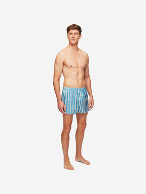 Men's Modern Fit Boxers Brindisi 88 Silk Satin Blue