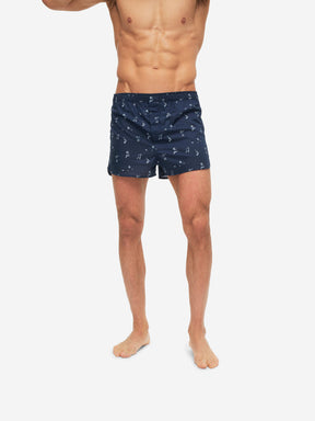 Men's Modern Fit Boxers Nelson 91 Cotton Batiste Navy