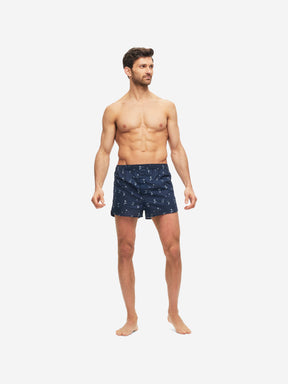 Men's Modern Fit Boxers Nelson 91 Cotton Batiste Navy