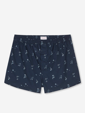 Men's Modern Fit Boxers Nelson 91 Cotton Batiste Navy
