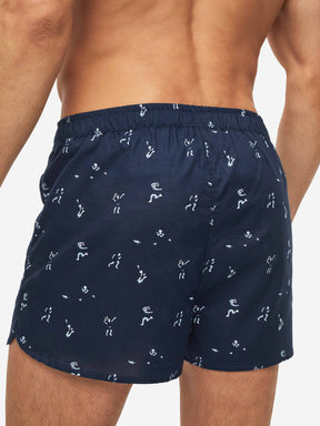 Men's Modern Fit Boxers Nelson 91 Cotton Batiste Navy