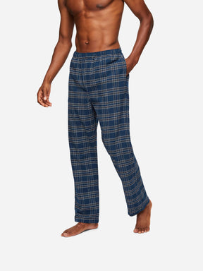 Men's Modern Fit Pyjamas Kelburn 30 Brushed Cotton Navy