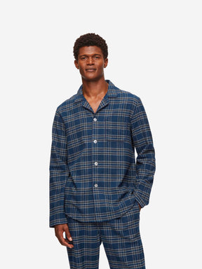 Men's Modern Fit Pyjamas Kelburn 30 Brushed Cotton Navy