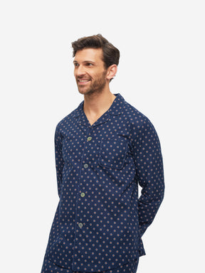 Men's Modern Fit Pyjamas Nelson 90 Cotton Batiste Navy