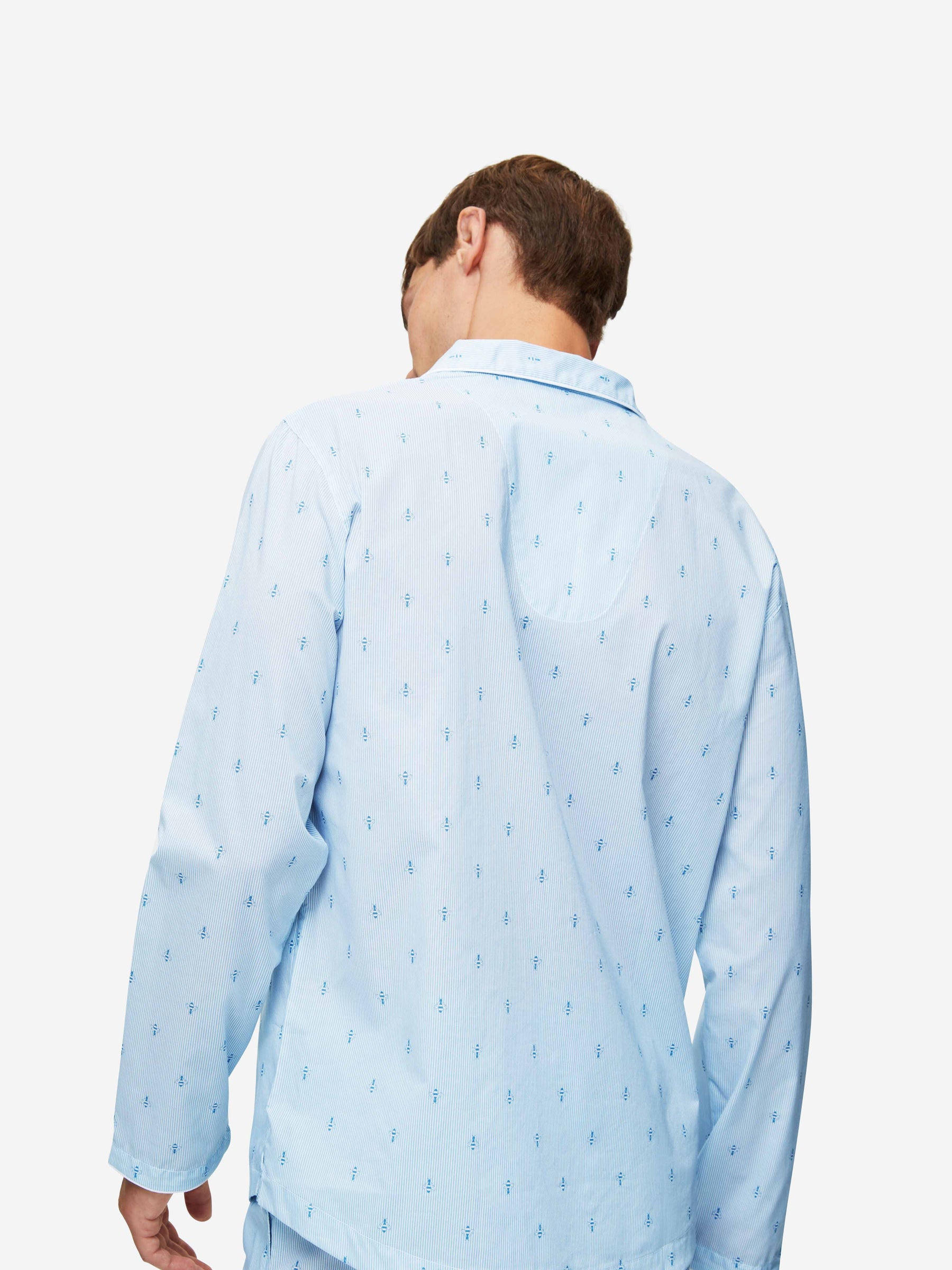 Men's Modern Fit Pyjamas Nelson 94 Cotton Batiste Blue