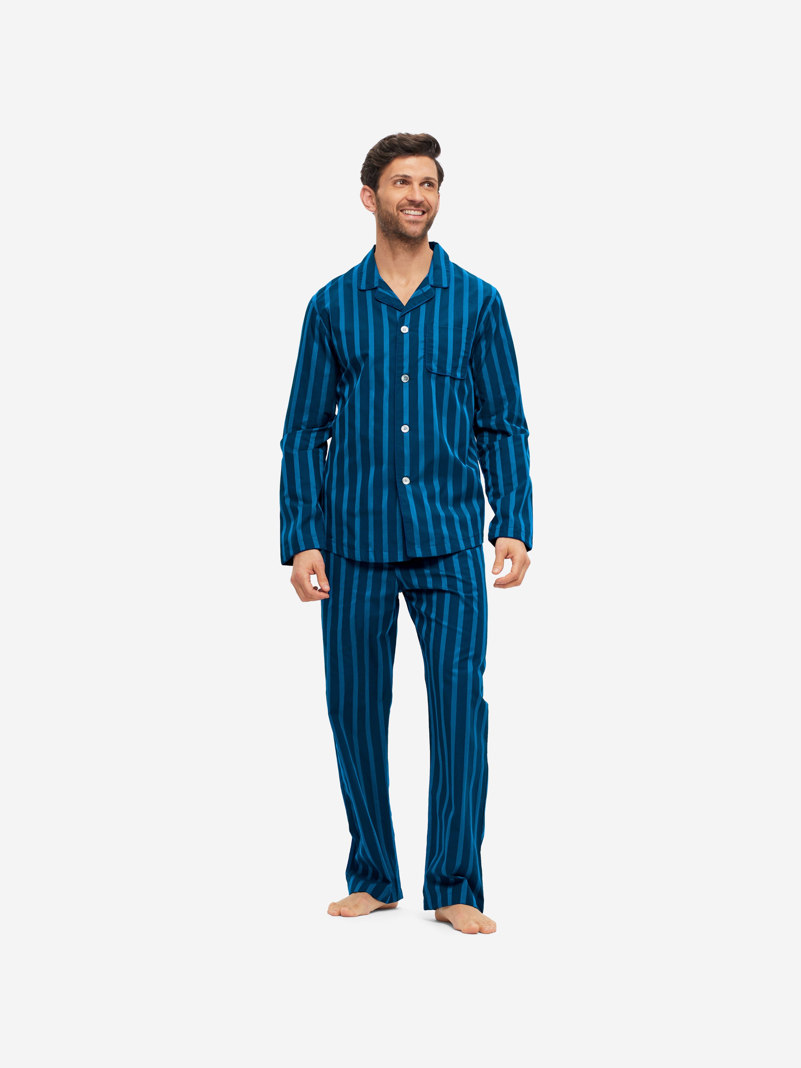Men's Modern Fit Pyjamas Royal 218 Cotton Navy