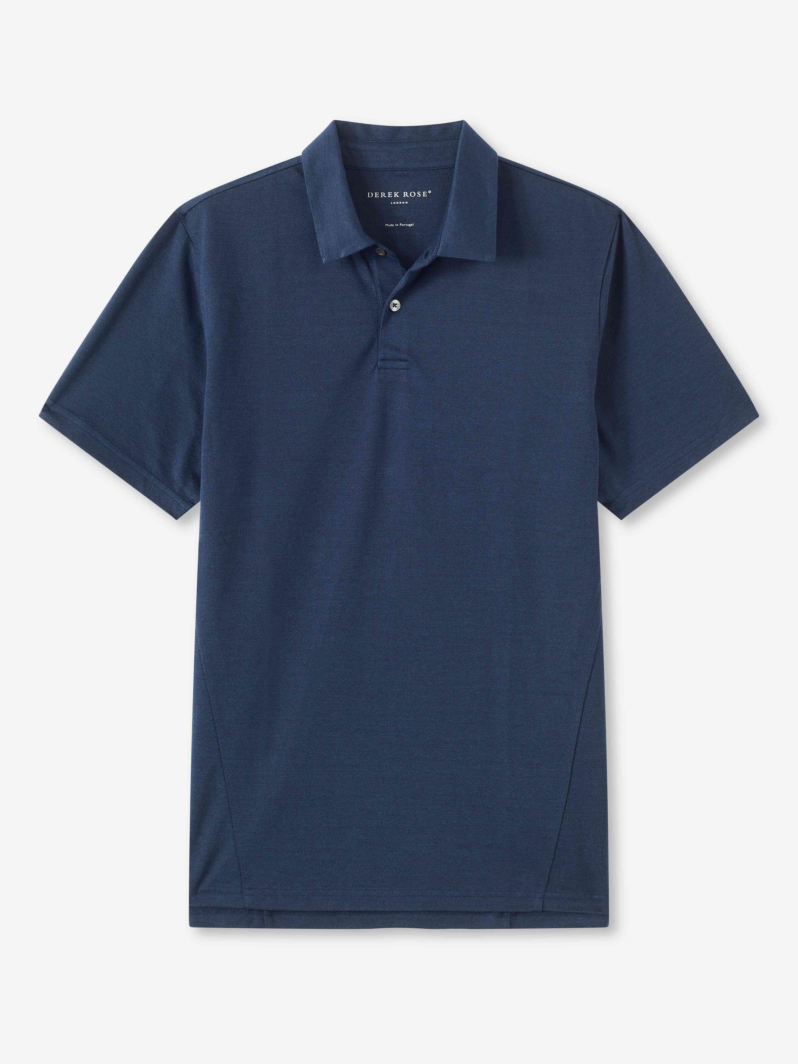 Men's Polo Shirt Ramsay 2 Pique Cotton Tencel Navy