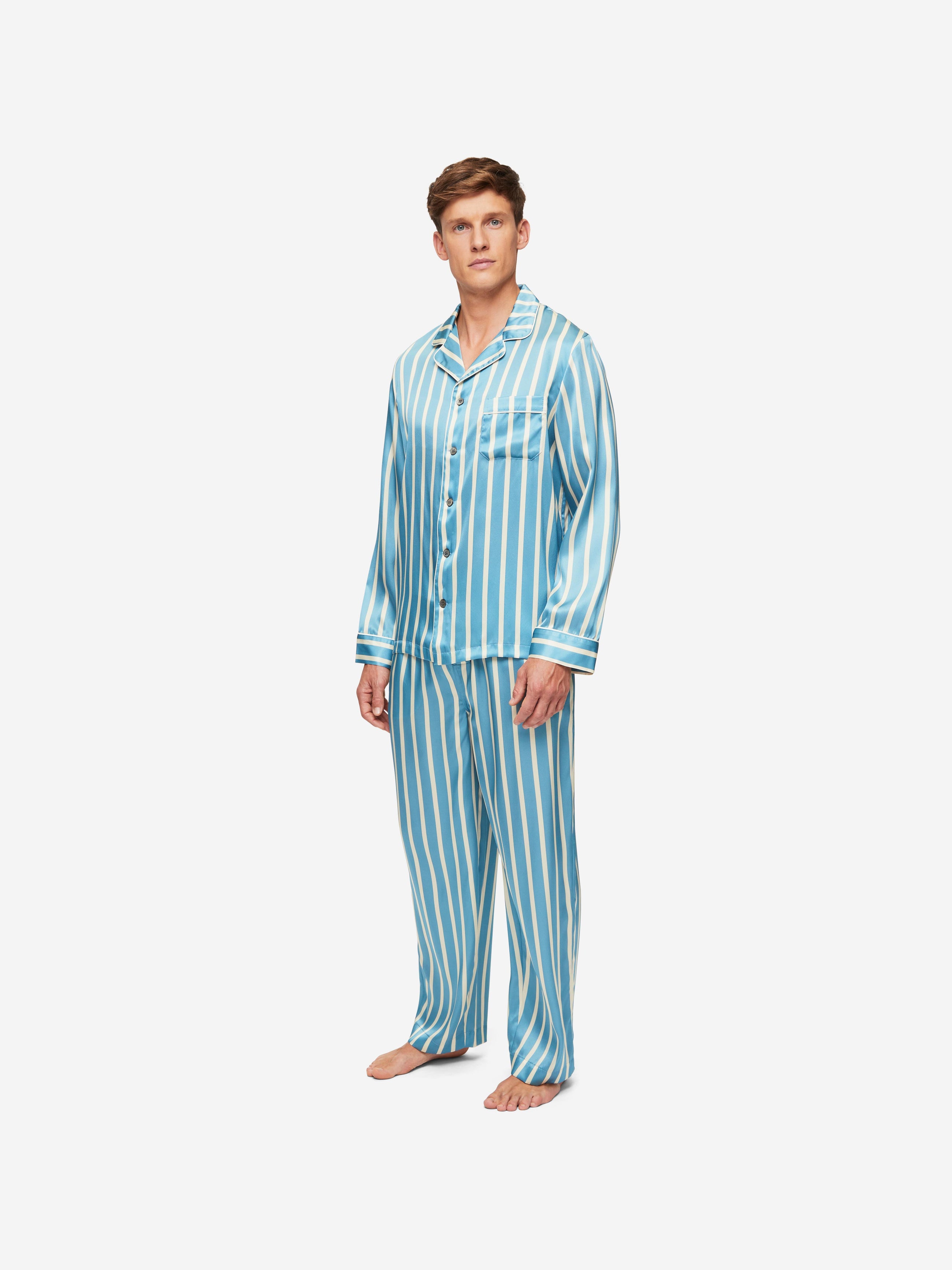 Men's Pyjamas Brindisi 88 Silk Satin Blue